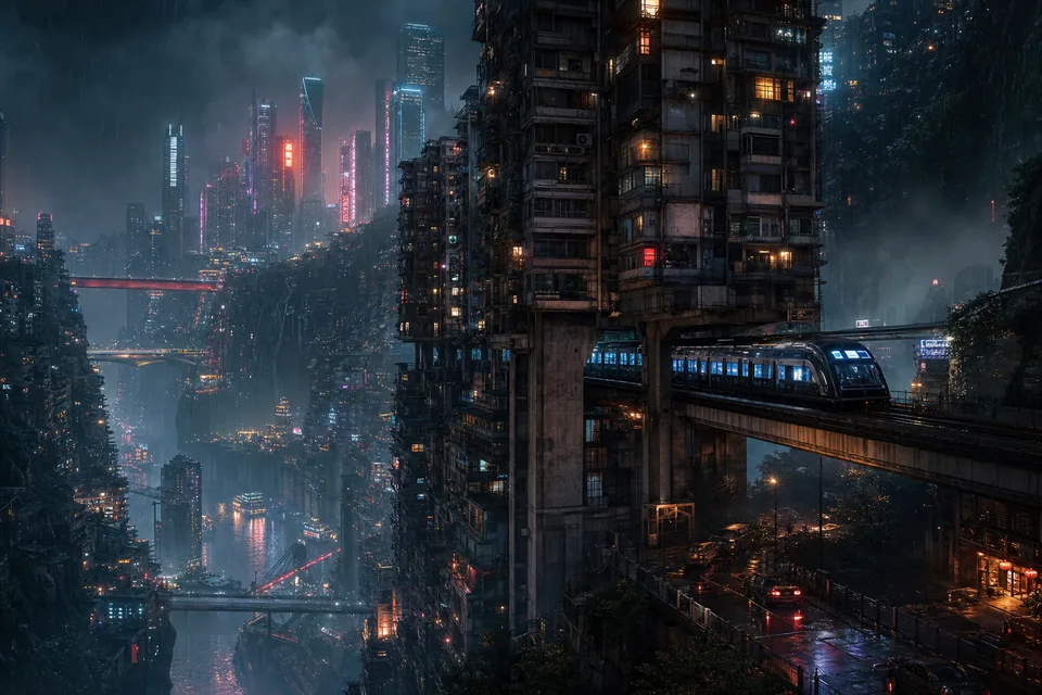 충칭 2077 — AI-generated artwork