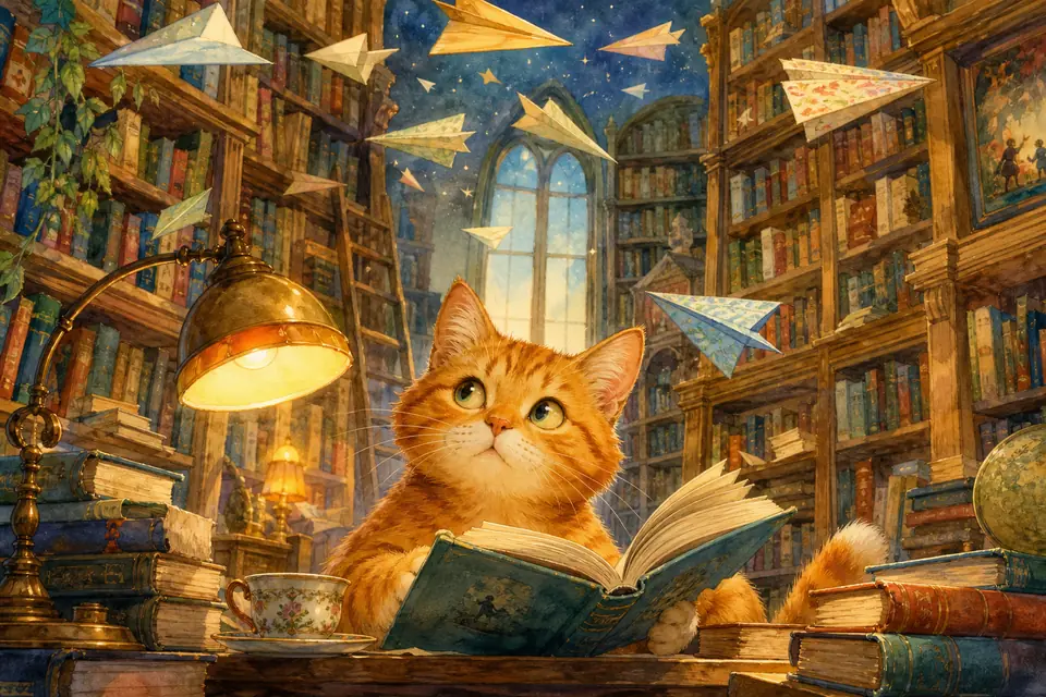 도서관 고양이 — AI-generated artwork