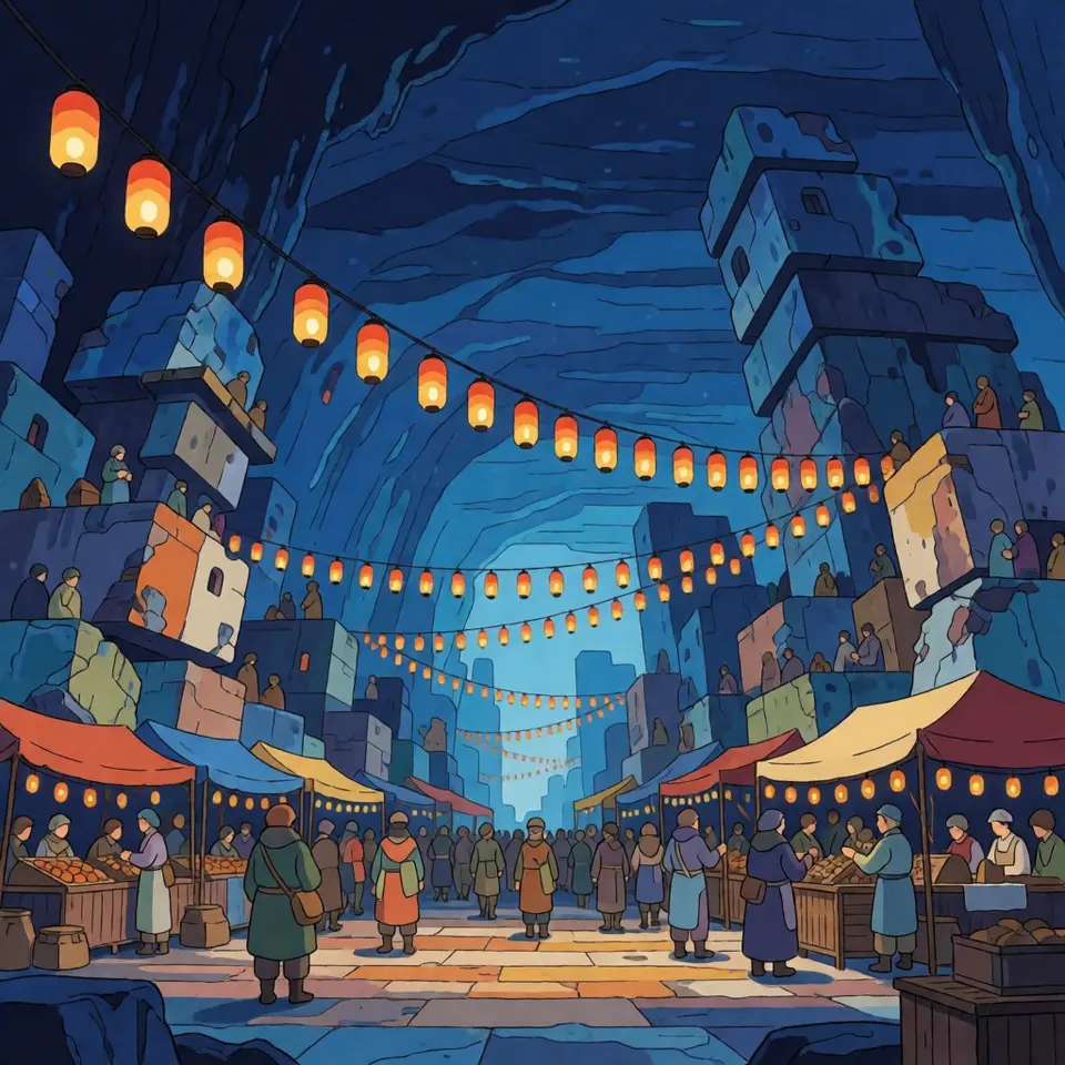 지저시장 바자의 풍경 — AI-generated artwork