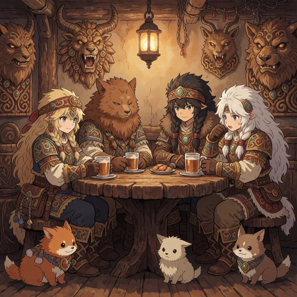 변경 주둔지 술집의 테이머들 — AI-generated artwork
