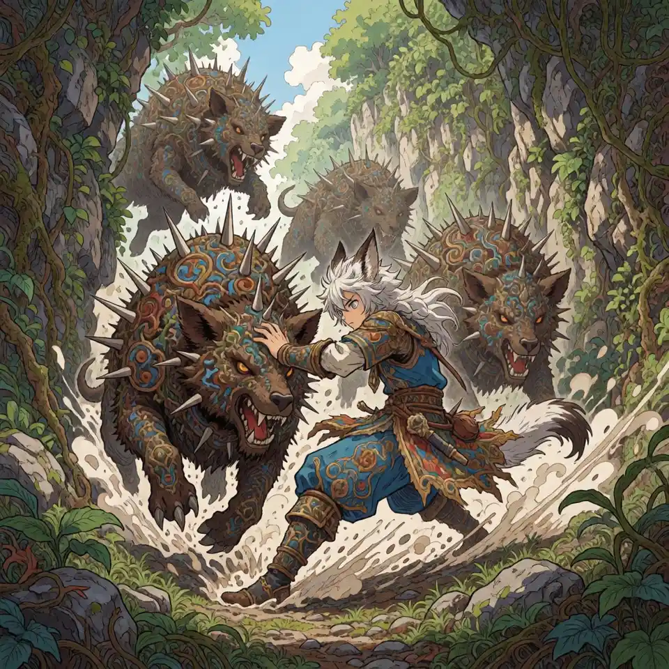 가시덤불 협곡의 사투 — AI-generated artwork