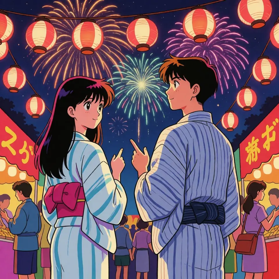 여름 축제의 밤 — AI-generated artwork