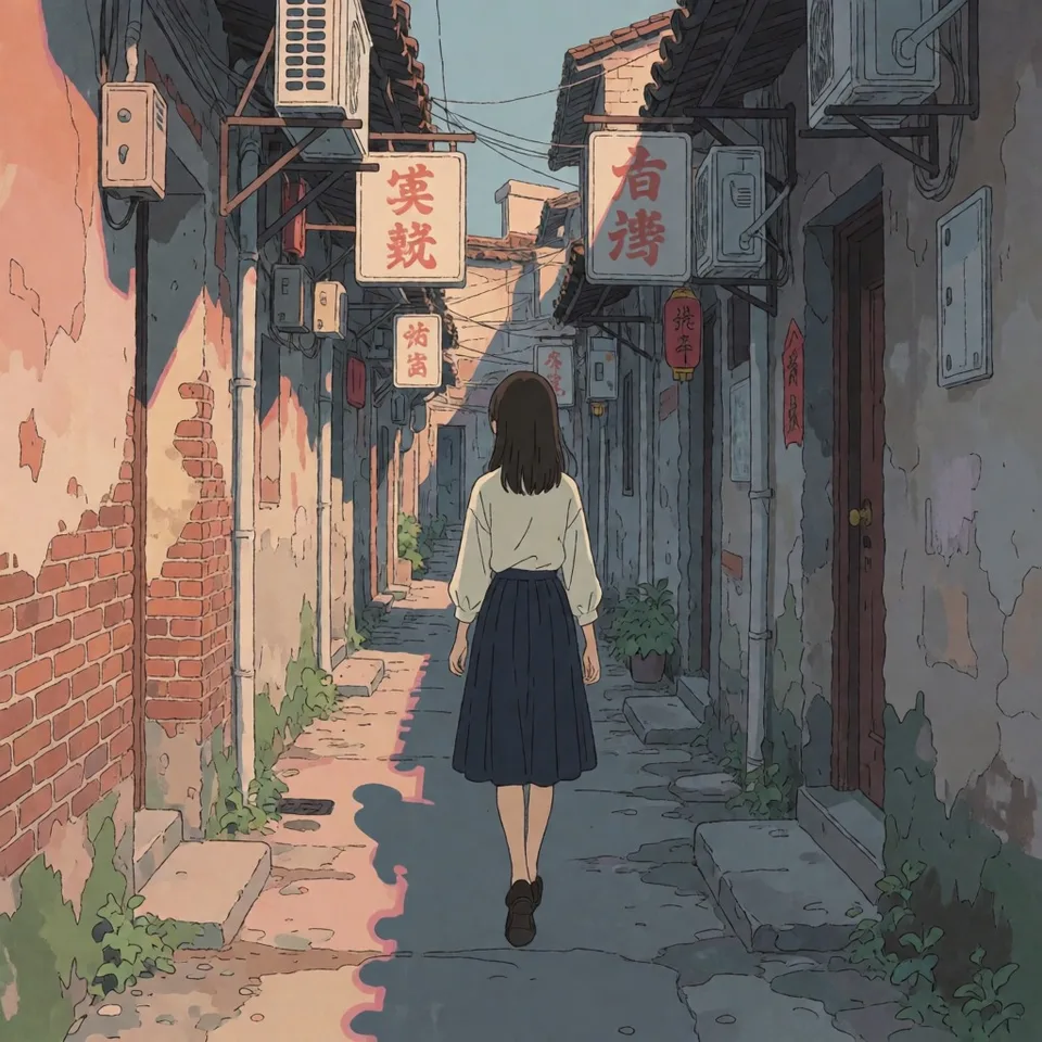 노을 지는 골목길 — AI-generated artwork